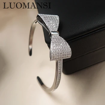 Luomansi Arc Knot Cuff Brățară S925 Argint Plin Cu Diamante Deschide Brățară Bijuterii Fine Petrecere De Nunta, Bijuterii En-Gros
