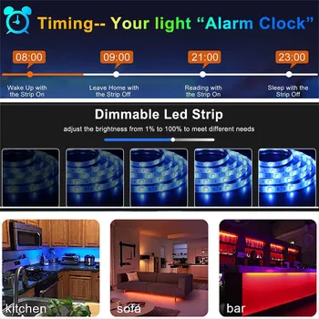 100ft 30m Smart Led Strip Lumină Kit cu Bluetooth App de la Distanță, Ultra Lung RGB 5050 LED Lumina pentru Dormitor, Bucatarie Decor Acasă