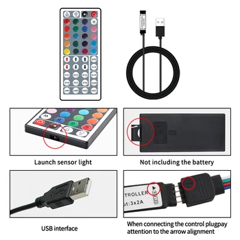 DC 5V USB RGB LED Strip Lumina 5050 Impermeabil 50CM-5M Cuttable Cu LED-uri Controler USB de la Distanță RGB Benzi cu LED-uri TV de Fundal 44 taste
