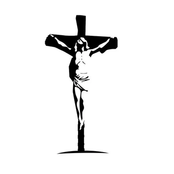 Autocolant auto Isus Hristos Salvatorul Art Biserica Crucea de Design din PVC, Accesorii Auto Decor Decal Creative Alb/Negru,18cm*9cm