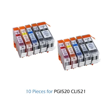 2020 10buc PGI520 PGI-520 CLI-521 Compatibil Cartuș de Cerneală pentru Canon PIXMA ip3600 imprimanta IP4600 IP4700 MX860 MX870 MP540 PGI520 CLI521