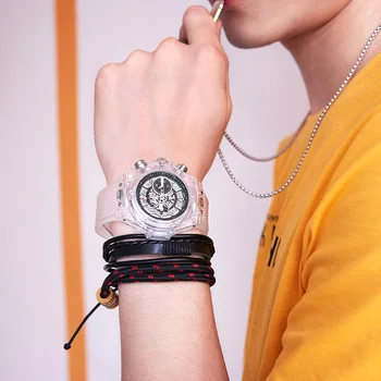 ONOLA Plastic Transparent Uita-te la om 2019 femei Chronograph Moda casual origine Cuarț ceas de mână de sex masculin unic Relogio masculino