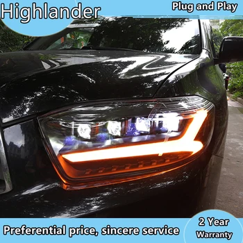 Styling auto Lampă de Cap pentru Toyota Highlander 2009-2011 Faruri LED Faruri LED DRL Dinamic de Semnal Angel Eye Accesorii