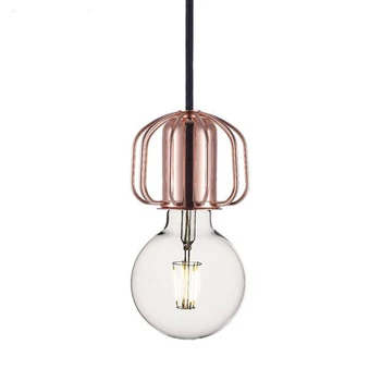 Danish design Modern Acoperit de perdeaua de lumini dormitor Mic cușcă de fier cablu pandantiv lampă Bec Edison droplight loft