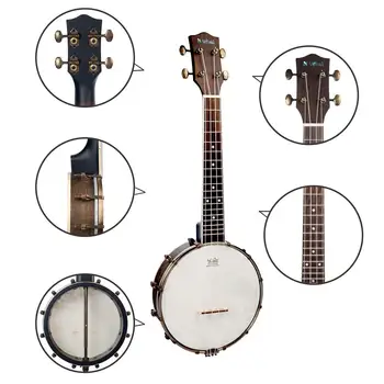 NAOMI 23 cm Banjolele 18 Freturi 4 Siruri de Epocă Concert Banjo, Ukulele Ukulele Cu Sac de Concert, Pentru Instrumente cu Coarde