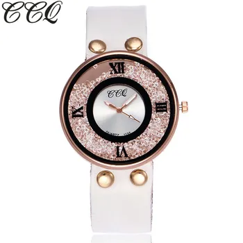 CCQ Brand Femei Stras Ceasuri de mana de Lux din Piele Cuarț Ceasuri Cadou Clasic Ceas Relogio Feminino