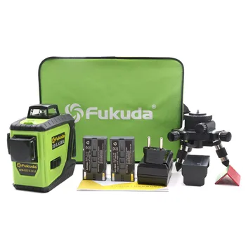 Fukuda 2 buc Leu-Baterie 3D 12 Verde cu laser de nivel 12Lines nivel cu laser Auto-Nivelare 360 Orizontale, Verticale, Transversale Super Puternic