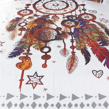 CAMMITEVER Dreamcatcher Set de lenjerie de Pat King Dublu Carpetă Acopere Boho Pene Colorate Lenjerie de pat 3pcs Mandala de Colorat Textile Acasă