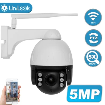 UniLook 5MP Mini Speed Dome Camera Wireless de Sprijin Zoom 5X Audio bidirecțional Construit în Slot pentru Card SD Wifi Camera de Securitate H. 265 Onvif