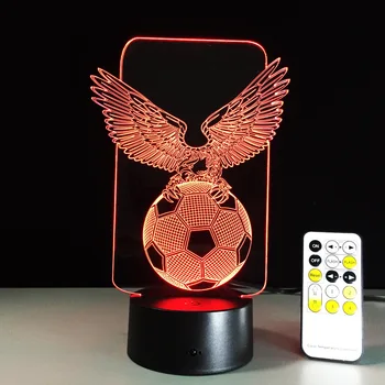 Fotbal Eagle 3D în Formă de Lumină de Noapte Holograma Lampa LED cu Senzor Tactil Pentru iubitorii de Sport Mai bun Cadou 7 Culori Schimbare Lampa Picătură Navă