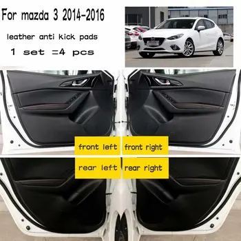 Piele Auto-Styling Anti Kick Pad Anti-dity Uși Mat Accesorii Pentru Mazda 3 MAZDA3 Axela 2016