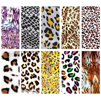 Leopard print Snake Print Folii de Unghii Leopard Animal Sălbatic Piele Transfer Autocolant Sexy Slider Înstelat Folie Decor 10buc/Cutie