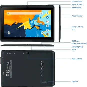 Dragon Atinge Y88X Pro 7 inch Comprimat Android 9.0 1.5 GHz Quad core 2GB RAM + 16GB IPS HD de Afișare WiFi Tableta PC pentru Copii pentru Adulti