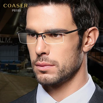 Rama de ochelari Barbati Jumătate de designer de Brand Titan ochelari fără ramă frame designer de costum de ochelari de lectură optică prescpriton lentile