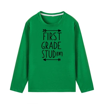 Copilul de 1 Zi de Școală Tricou Primul Elev în Clasa a Imprima Amuzant Copii Băieți Fete T-shirt, cu Mâneci Lungi Casual Haine Copii