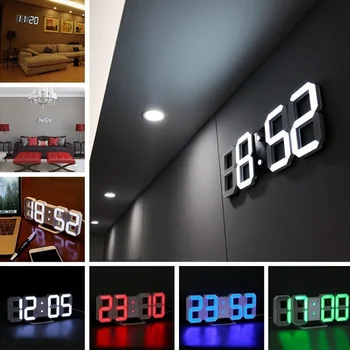 3D LED Ceas de Perete Digital Modern, Masa de Perete Ceas cu Alarmă Desktop de Ceas Veioza Ceas de Perete Pentru Casa Living