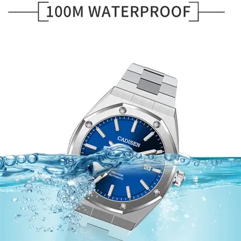 CADISEN Brand de Top Bărbați Ceas Mecanic-Ceas de mână din Oțel Inoxidabil Ceas rezistent la apa 100M Ceasuri Sport safir relogio masculino