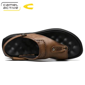 Camel Active 2019 Nou Casual Barbati Sandale Confortabile din Piele Pantofi Elastic Moale Texturate piele de Vacă Sandale Bărbați