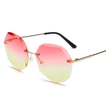 Moda fără ramă Gradient de ochelari de Soare pentru Femei Brand Designer de Nuante de Tăiere Lentile Rame Metalice de Epocă ochelari de Soare oculos de sol
