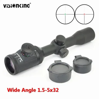 Visionking 1.5-5x32 Compact de Vânătoare Pușcă domeniul de Aplicare Unghi Larg Metal Vedere Tactic Pistol cu Aer Lupa Scopul pentru AR15 Telescop Mirage