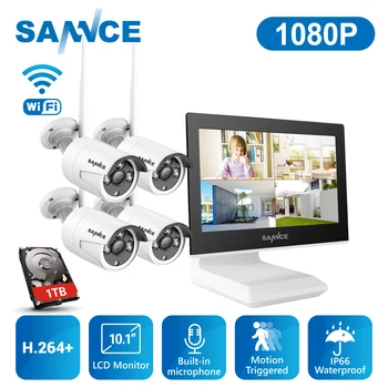 SANNCE 4CH 1080P Wireless Kit NVR FHD 10.1