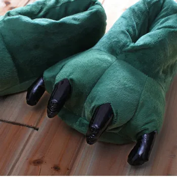 2020 Iarna Cald Moale Etaj Interior Papuci Femei Barbati Copii Pantofi Laba De Animale Amuzante De Craciun Monster Dinozaur Gheare De Pluș Acasă