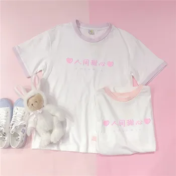 Vara Noi Femeile Mici proaspete T-Shirt Student Liber Japoneze Fete Drăguț print cu maneci Scurte Dragă pulover Imprimare Topuri coreeană