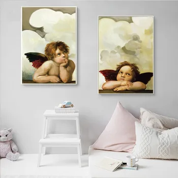 Modern Portret Heruvim Postere si Printuri de Arta de Perete Panza Pictura Perete Decor Minunat Înger Imagini pentru Dormitor Fara rama
