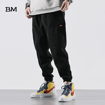 Pantaloni De Catifea Subțire Hip Hop Bărbați Pantaloni Casual Moda Streetwear Fleece Joggers Stil Coreean Haine Imbracaminte Pantaloni De Trening De Sex Masculin