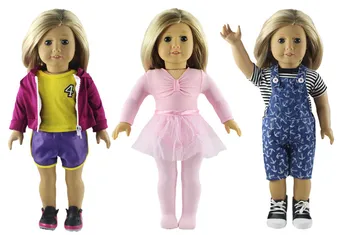 Stil nou De 3 Set de Haine pentru Papusa 18 Inch American Doll de Înaltă calitate Uzura Casual