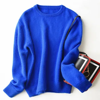 Capră lână cașmir adauga grosime femei Oneck pulover pulover joker culoare H-drept liber S-3XL comerț angro și cu amănuntul a personaliza