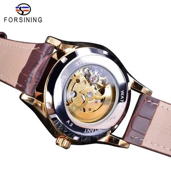 Forsining 2018 Golden Dragon Chinezesc Design Curea de Piele Maro Mecanice Ceasuri barbati ceasuri de top de brand de lux schelet ceas