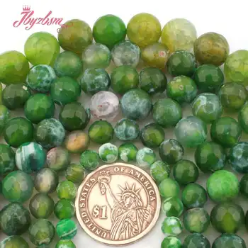6,8,10,12 mm Verde, Rotund Fatetat Craceked Foc Agate Margele Margele din Piatra Naturala Pentru DIY Colier Bijuterii de Luare de 15