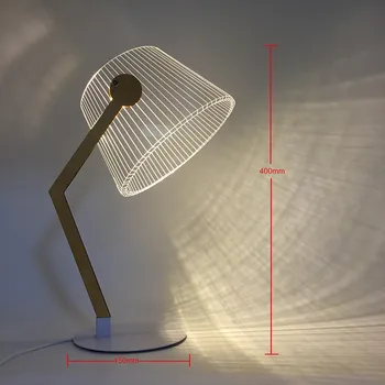 HZFCEW de Alimentare USB Efect 3D Stereo Vision LED Lampa de Birou din Lemn Suport Acrilic Abajur de Lumină LED Dormitor Birou Lampa de Citit