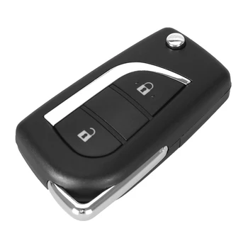 KEYYOU 2 Butoane Pliere Flip Key Remote Shell Cheie de Masina de Caz-Martor Pentru Toyota RVA4 Camry Auto breloc cu Toy43 Netăiat Lama