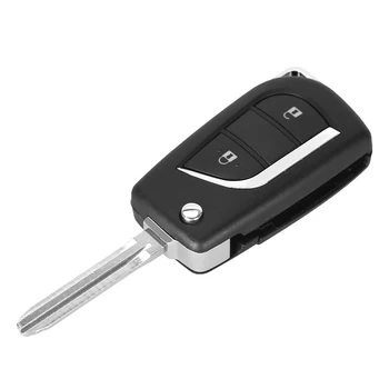 KEYYOU 2 Butoane Pliere Flip Key Remote Shell Cheie de Masina de Caz-Martor Pentru Toyota RVA4 Camry Auto breloc cu Toy43 Netăiat Lama