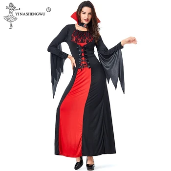 Deluxe Sexy de Halloween pentru Adulti Femei Vampir Costume Victoriene Căpută Rochie Roșu și Negru Vrajitoare Costume Feminine