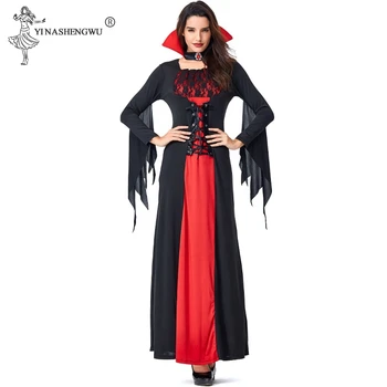 Deluxe Sexy de Halloween pentru Adulti Femei Vampir Costume Victoriene Căpută Rochie Roșu și Negru Vrajitoare Costume Feminine