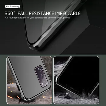 Fata+Spate față-verso de Sticla Caz Flip pentru Samsung Galaxy S20 4G S 20 FE 5G S20fe G780F G781B Magnetic Capacul Telefonului