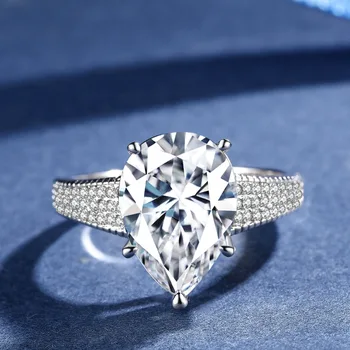 Yanleyu Mare CZ Diamant Inel de Nunta Reale Argint 925 Picătură de Apă AAA+ Zircon Inele de Logodna pentru Femei PR364