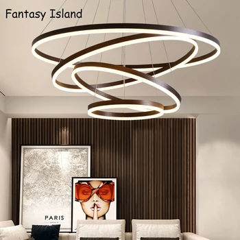 Cercuri de creație Conduse de plafon candelabru Pentru Living Sala de Mese pandantiv lumină led sala de mese pandantiv lumina Corpuri de iluminat