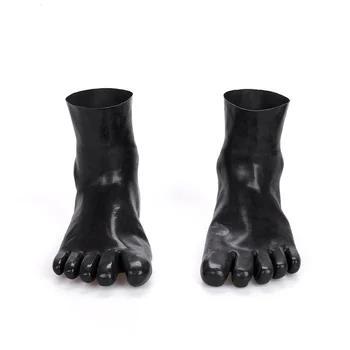 Unisex Sexy Lichid Negru Wetlook Latex de Cauciuc Glezna Scurt 5 Degetele de la picioare Șosete Ciorapi Ciorapi Fetish Papuceii pentru Bărbați și Femei