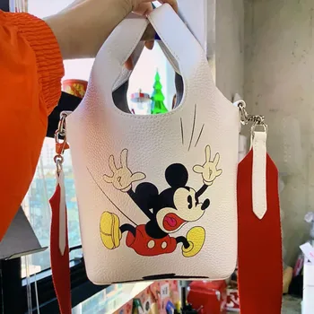 Disney femei mickey mouse umăr geanta messenger pu geantă de mână de desene animate Minnie sac Găleată 2 buc set