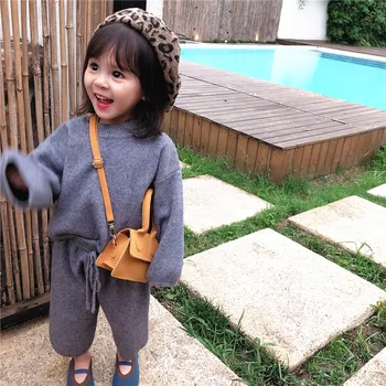Toamna 2019 Nou Versiunea coreeană Fată de Agrement Vrac Core-Fire filate Costum Pulover cu largă legging pentru fete copil copil copil pânză