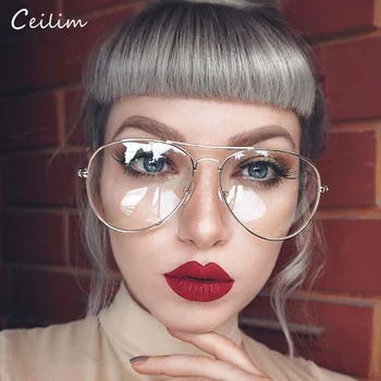 2021 Moda Clar Eyelasses Femei Rame Optice Miopie Lunette De Sex Feminin Oculos Supradimensionate Transparent Pilot Fals Ochelari