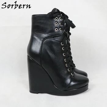 Sorbern Unisex Cizme Pene Toc Inalt Platforma Pantofi Femei Dimensiunea 13 Black Booty Femei Personalizate Designer De Cizme Scurte Din Dantela De Noi