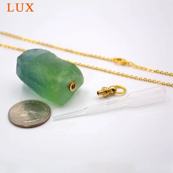 Piatra bijuterie naturala Sticla de Parfum Pandantiv Ulei Esențial Difuzor Colier de culoare verde pandantiv piatra fluorit