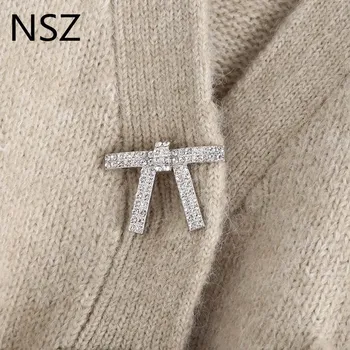 NSZ Femei Supradimensionat Diamant Arc Buton Puff Sleeve Cardigan Vrac Pulover de Toamna de Moda Doamnelor Sacou Tricot Strat Tricotaje