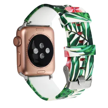Pentru Apple watch Seria 5 4 40mm 44mm Florale Benzi de Silicon Watchband Model Imprimat Curea pentru iWatch Seria 3 2 1 38mm 42mm