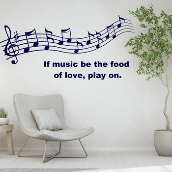 Dacă Muzica este Hrana Dragostei Juca Pe Litere Vinil Autocolante de Perete pentru Camera de Muzică de Fundal Art Decor Poster picturi Murale L828